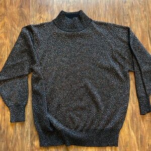 DRESS BARN WOMEN'S BLACK METALLIC EVENING SWEATER Turtleneck Size 14/26